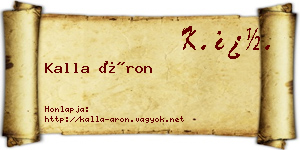 Kalla Áron névjegykártya